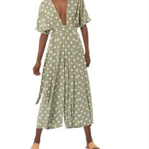 Mara Hoffman Jumpsuit Polka Dot Green and White Size 4